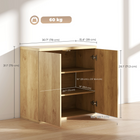 HOMCOM 30.7" Fluted Sideboard Buffet Cabinet with Push-to-Open Door - Oak - Set of 2-Adjustable shelves offer versatile storage for various items