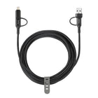 Evry 4-in-1 USB-A/USB-C to USB-C/Lightening Charging Cable - 10 ft - Black-Universal Compatibility