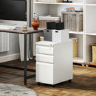 Vinsetto 3-Drawer Steel Letter/A4 Filing Cabinet - White-Adjustable rail in large drawer for A4, legal, and letter-sized files

