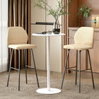 HOMCOM Round Bar Table for 2, Easy Assembly for Home Bar Cocktail Bistro - White-Powder-coated finish, suitable for indoor and outdoor use