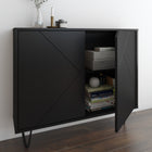 Nexera Slim 2-Door Storage Accent Cabinet - Floating And Wall Mount Bar - Black-Easy and quick to assemble, this piece of furniture from the Slim collection requires to be mounted on the wall