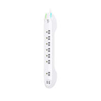 360 Electrical Idealist 3.4 7-Outlet Surge Strip with USB ports and 6-ft Cord - White-7 Outlets with sliding safety covers to meet all your power needs