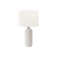 Monarch Specialties 23" H Contemporary Table Lamp - Cream Ceramic / Ivory / Cream Shade-This stylish 23"h table lamp features a chic, ribbed glossy cream ceramic base paired with a sophisticated ivory fabric shade, making it the perfect accent piece to elevate any decor style