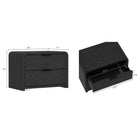 Manhattan Comfort Grace 28" Modern 2-Drawer Nightstand Set - Black-Horizontal Glam Drawer Handles Made of Metal with a Choice of Black or Gold Finish