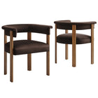 Modway Imogen Performance Velvet Barrel Dining Chairs - Chocolate Brown/Deep Brown - 2 Pack-Dining Chair Set