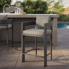 Modway Tahoe Outdoor Patio Aluminum Counter Stool - 36.5" - Grey-Slatted Seat