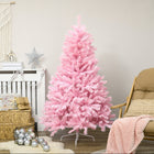 HOMCOM 5' Artificial Christmas Tree with Auto Open - Wide Shape - Pink-Hinge construction and section design for quick and easy setup 