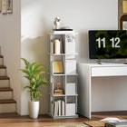 HOMCOM 4 Tier Rotating Bookshelf Tower - White Wood Grain-Assembly required