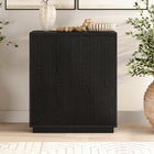 Hudson&Canal Alston 28"W Accent Cabinet - Black Grain-Base, top, and shelves are crafted of sturdy MDF in a Black Grain finish