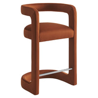 Modway Winslow Performance Velvet Counter Stool - Rust-Barrel Back Design