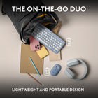 Logitech Pebble 2 Keyboard and Mouse Combo for Mac - Tonal Blue - English-Slim, lightweight, minimalist design made with recycled plastic 1Pebble 2 Combo plastic content: Pebble Keys 2 K380s minimum 49% recycled plastic and Pebble Mouse 2 M350s minimum 58% recycled plastic, excluding plastic in printed wiring assembly (PWA)