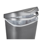 Umbra Brim 50L Step Can - Nickel-Its stainless steel foot pedal triggers a soft close lid system that shuts gracefully