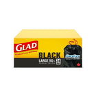Glad Tie N Toss Black Forceflex Large - 90L - 24 Pack-LARGE BLACK GARBAGE BAGS: Box of 24 box of Glad Large 90L black garbage Bags