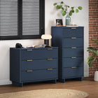 Manhattan Comfort Granville Modern Tall Narrow and Standard Dresser Set - Midnight Blue-Recommended for up to 35 inch TV.