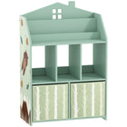 Qaba Kids Bookshelf with Toy Storage, Book Display, Shelves and Fabric Drawers -  Green-Features book display, shelves and drawers, making organizing toys and books easy
