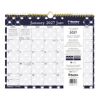 Blueline 2027 Colourful Monthly Wall Calendar with Gold Twin-Wire Binding - 15" x 12" - Nautical - Bilingual-Gold twin-wire binding with eyelet hanger construction