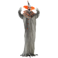 HOMCOM Animatronic Clown Prop Halloween Decoration-Orange classic clown design with a bendable arm 