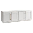 Hudson&Canal Tillman TV Stand for TV's up to 75" - White-Features four doors with enclosed cabinets and 4 shelves for ample storage