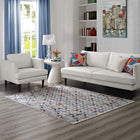 Modway Gemma Chevron Mosaic Area Rug - 4 ft W x 6 ft L - Multicolored-Tight Low Pile Weave