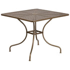 35.5'' Square Gold Indoor-Outdoor Steel Patio Table Set with 2 Square Back Chairs [CO-35SQ-02CHR2-GD-GG]-Designed for Indoor and Outdoor Use