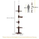 PawHut 102" 5-Tier Floor-to-Ceiling Cat Tree with Scratching Post - Brown-Rounded edges for safety 