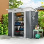 Outsunny 6' x 4' Outdoor Storage Shed with Lockable Sliding Doors & Vents - Grey-Steel panel walls and roof, resistant to rust and rain
