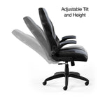 Emerge Vortex Bonded Leather Gaming Chair, Black and Grey-Lumbar support, seat height adjustment, tilt tension, tilt lock for customized support