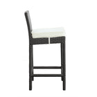 Modway Lift Outdoor Patio Bar Stool - Espresso White - Set of 2-UV resistant synthetic rattan