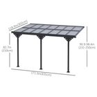Outsunny 14 ft W x 10 ft L Outdoor Hardtop Pergola Polycarbonate Roof Gazebo - Grey-Adjustable installation height to match different wall heights
