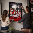 Frameworth Nikolaj Ehlers 20" H x 29" W Framed Canvas Carolina Hurricanes 2026 Stanley Cup Champions Framed - Officially Licensed NHL/NHLPA-Product-type accurate build: Open-faced canvas presentation leaves the textured canvas surface visible without glass or acrylic glazing