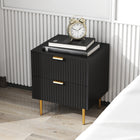 HOMCOM Nightstand, Modern Style with Drawer and Shelf - Black-Constructed from stable MDF with solid metal legs