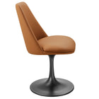 Modway Lippa Swivel Dining Vegan Leather Side Chair - Black Tan-Plastic Rubber Ring for Floor Protection