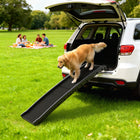 PawHut 61" Folding Pet Ramp with Frosted Surface and Raised Side Rails - Black-Non-slip foot pads provide dual stability, preventing any ramp movement 