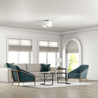 Hudson&Canal Ellis 16" Flush Mount with Fabric Shade - Matte Black/White-Rated for one 60W incandescent bulb - 9W LED bulb, 13W fluorescent (CFL) bulb, or 9W self-ballasted LED bulb, E26-base bulb, Bulb not included