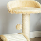 PawHut 18" Cat Scratching Tree and Kitty House with Hanging Toy - Beige-Material: Particleboard, Plush, Sisal Rope 