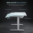 MotionGrey Ultra Electric Adjustable Standing Desk with Tilting Desktop - 55.1 in - White-Child-lock function adds control protection, with a white finish for a clean workstation setup