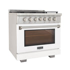 Kucht 36" KFX-X Series Pro Style Propane Gas Range - Stainless Steel/White-Product dimensions 27.75" L x 36" W x 36" H