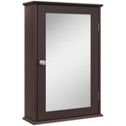 Kleankin Wall Mount Bathroom Mirror Cabinet with Shelves - Dark Brown-Wall-mounted design, maximize wall space