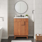 Modway Miles 24" Bathroom Vanity - White/Walnut-Plumbing Cut-Out