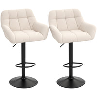 HOMCOM Adjustable Swivel Tufted Fabric Bar Stools - Cream White - 2 Pack-Comes in a set of 2 to create a matching look
