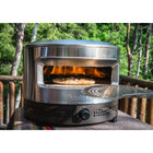 Solo Stove Pi Prime Gas-Powered Pizza Oven-Fueled by propane, Front-facing temperature control, 15-minute preheat. Demi-dome heating, Panoramic opening, 90-second cook time, Cordierite pizza baking stone.
