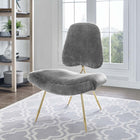 Modway Ponder Upholstered Sheepskin Fur Lounge Chair - Grey-Soft Sheepskin Fur Upholstery