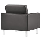 Modway Loft Tufted Vegan Leather Armchair and Ottoman Set - Silver Grey-Non-Marking Foot Caps