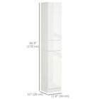 Kleankin Tall Bathroom Storage Cabinet with Doors and Drawer - High Gloss White-Two cabinets and a drawer offer large storage space