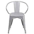 Flash Furniture Silver Metal Indoor-Outdoor Chair with Arms-Silver Powder Coat Finish