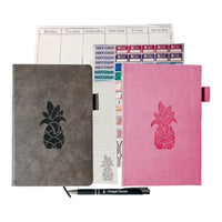 Wamaco Pineapple Passionate Planner Collection - Grey Planner, Fushia Journal, Stickers, Notepad, Weekly Deskpad, Pen-Versatile – This Complete planning collection comes with a 13 Month Undated Planner that allows you to pick up where you left off and a journal to make sure you don’t miss a thought or a note.