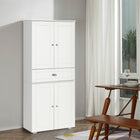 HOMCOM 72" H Kitchen Pantry Cabinet with Drawer, 4 Doors and 3 Adjustable Shelves - White-3 adjustable shelves provide flexible storage space for plates, jars, utensils and other household items 