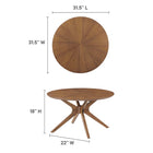 Modway Crossroads Round Wood Coffee Table - Walnut-Rubberwood and MDF