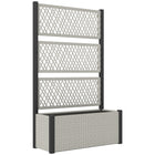 Outsunny Wicker Outdoor Planter with Trellis - Mixed Grey-Outdoor planter with trellis supports climbing plants effectively
