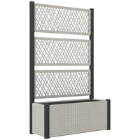 Outsunny Wicker Outdoor Planter with Trellis - Mixed Grey-Outdoor planter with trellis supports climbing plants effectively